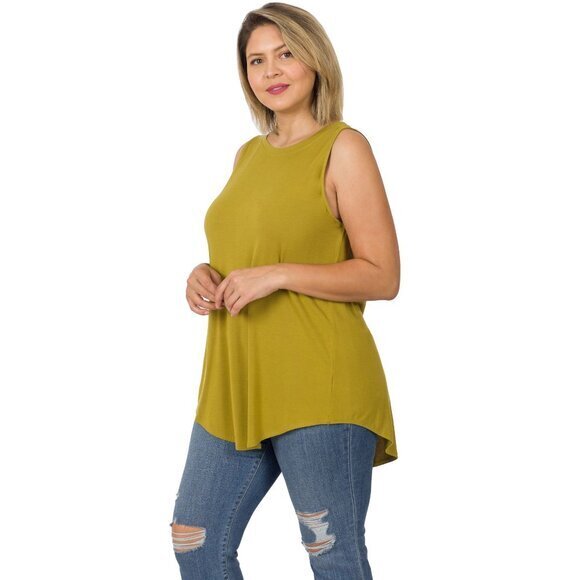 Zenana Plus Size Luxe Rayon Sleeveless Hi-Low Hem Tank Top Desert Rose Size 2X - Picture 4 of 4